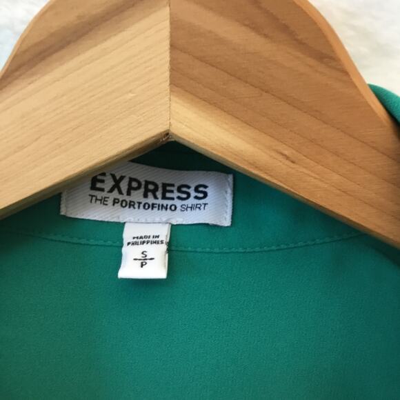 Express Green Long Sleeve Portfolio Button Shirt - Picture 3 of 11